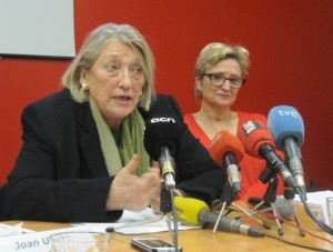 Teresa Crespo, presidenta d’ECAS, i Fina Rubio, presidenta de Fundació Surt.