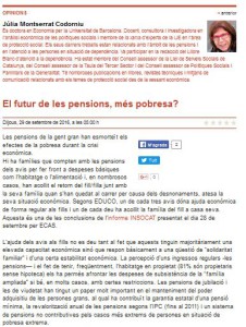 El futur de les pensions, article de Júlia Montserrat