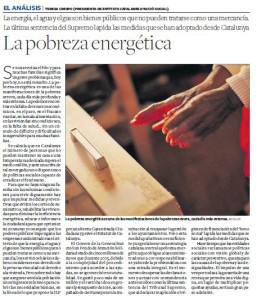 Article d'opinió de Teresa Crespo sobre pobreza energética